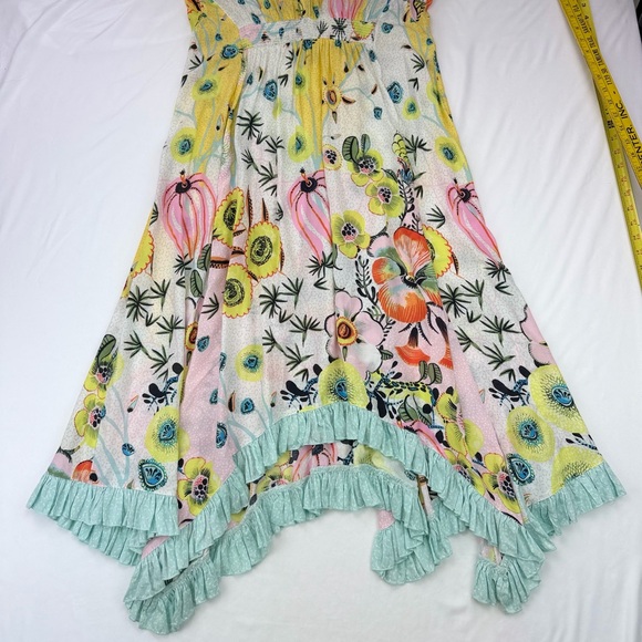 Anthropology Margaux Floral Dress Pastel Floral Smocked Waist Lace Back Small - Picture 3 of 14